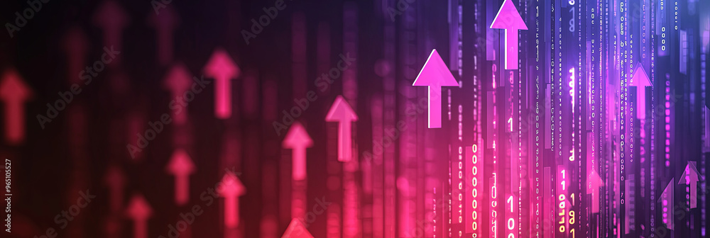 Wall mural digital background featuring arrows pointing upwards, generative ai