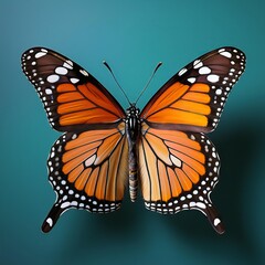 Fototapeta premium Butterfly isolated on a blue background. 3d illustration.