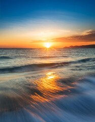 Obraz premium Beautiful sunset over the sea. Colorful summer seascape.