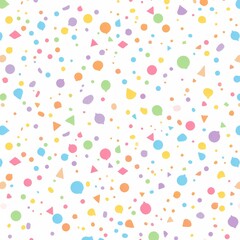 Colorful Sprinkles on White Background, Seamless Pattern with Simple Shapes and White Space, Flat Colors and Minimalistic Design in Pastel Palette