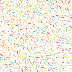 Colorful Sprinkles on White Background, Seamless Pattern with Simple Shapes and White Space, Flat Colors and Minimalistic Design in Pastel Palette