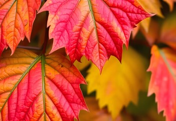 Autumn leaves in vibrant shades of red, orange, and yellow.