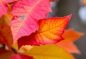 Autumn leaves in vibrant shades of red, orange, and yellow.