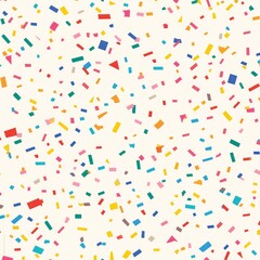 Colorful Sprinkles on White Background, Seamless Pattern with Simple Shapes and White Space, Flat Colors and Minimalistic Design in Pastel Palette