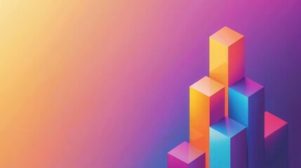 Obraz premium Vibrant abstract background featuring colorful geometric blocks with a gradient effect, ideal for modern design and technology themes.