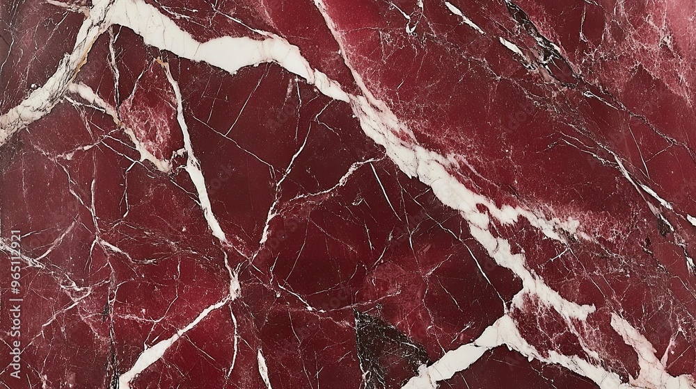 Poster close-up of burgundy marble with white veins