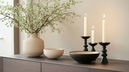 Candles lighting up a cozy home with a relaxing ambiance in different spaces including the wall, table, and spa area with stylish interior decor