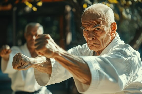 Seasoned karate experts compete fiercely showing perseverance and discipline Improve endurance determination and courage - Powered by Adobe