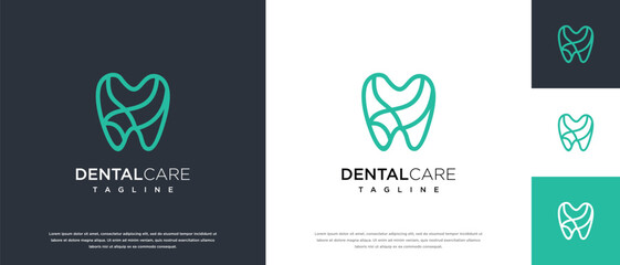 Abstract dental clinic logo design vector illustration. Dental care logo design vector icon.