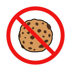 No Chocolate Chip Cookie Sign on White Background
