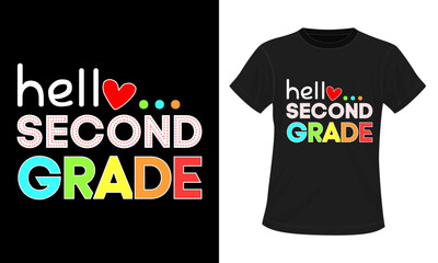 Hello Seocnd Grade t-shirt, Back to School t-shirt vector graphic, Kid t-shirt design Vector.