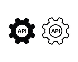 Cogwheel icon with API sign. Web application isolated vector pictogram. Chart vector glyphs icon