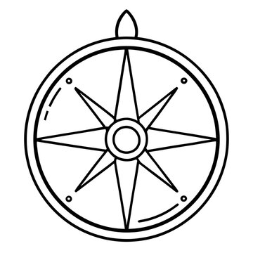 recommend clip art: compass outline coloring book page line art illustration digital drawing