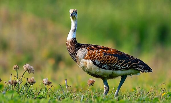 A Close-Up of a Great Indian Bustard in Its Natural Habitat