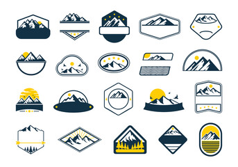 Mountain Adventure Logo Silhouette Set