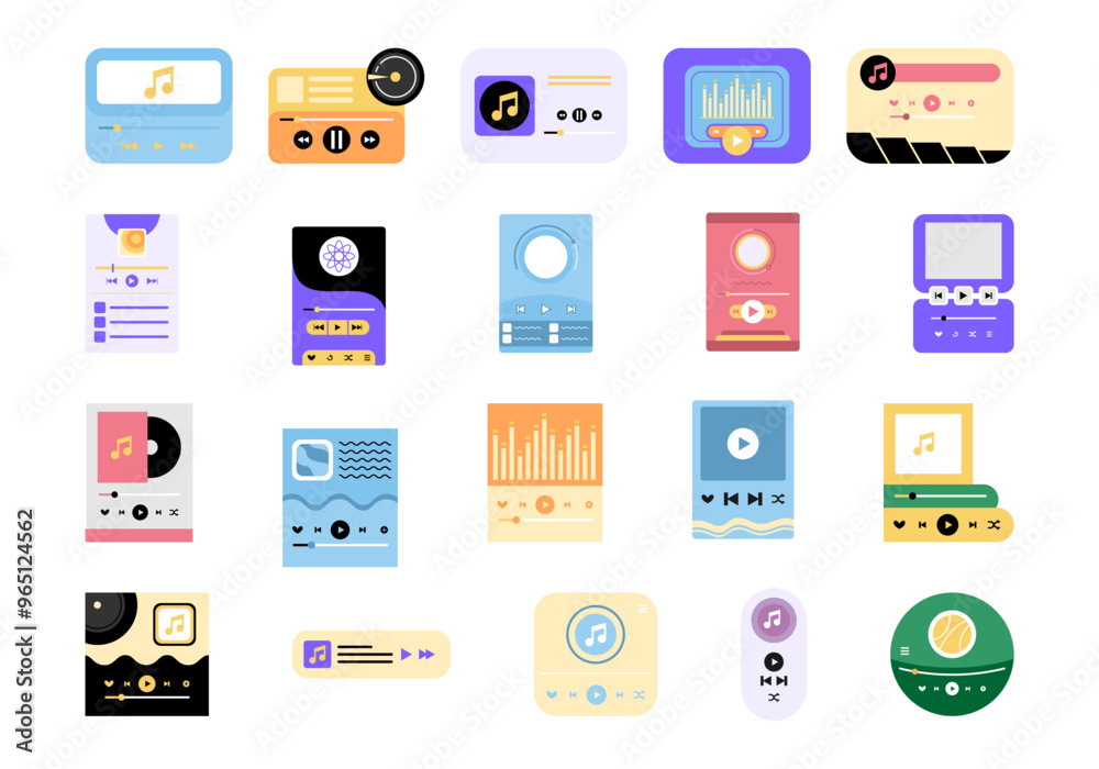 Poster Music Player Interface UI Element Set