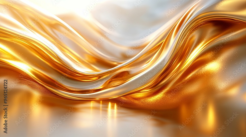 Canvas Prints Abstract Golden Liquid Waves with Light Reflections