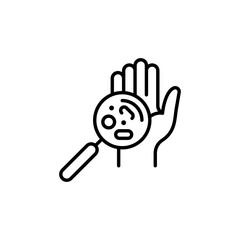 Hand Germs icon. Simple icon showing germs on a hand under a magnifying glass for social media, app, and web design. Vector illustration