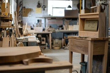 A handcrafted furniture business arranging a collaborative project with local artists. The workshop is buzz, Generative AI