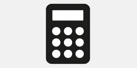 Dark silhouette of a calculator icon set against an isolated white background showcasing a simple and clean design