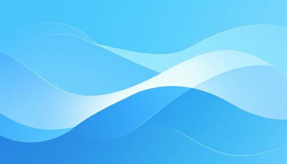 Simple Flat Logo with   White Wavy Lines on Blue Background
