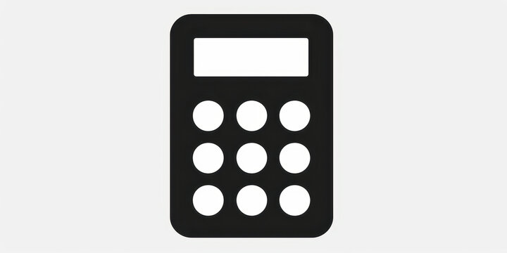 Dark silhouette of a calculator icon set against an isolated white background showcasing a simple and clean design