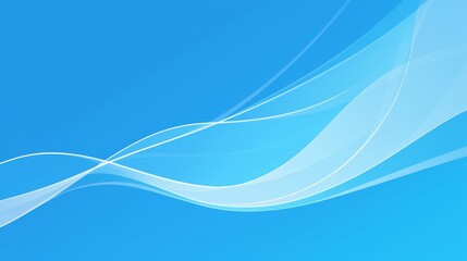 Simple Flat Logo with   White Wavy Lines on Blue Background