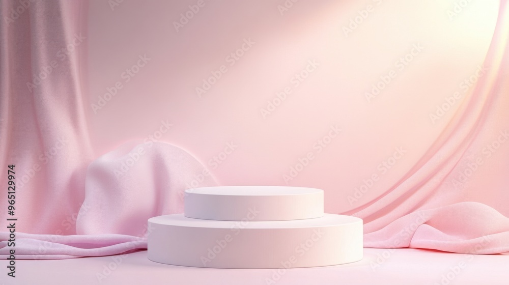Fototapete a stylish podium against a soft gradient background, providing ample room for your text or branding 