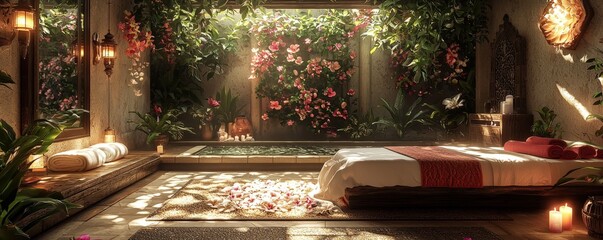 Plumeria-scented massage therapy, tranquil wellness space, warm lighting, soothing steam, ultra-detailed, high-quality, photorealistic luxury experience