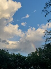 Subtle rainbow in cloudy sky