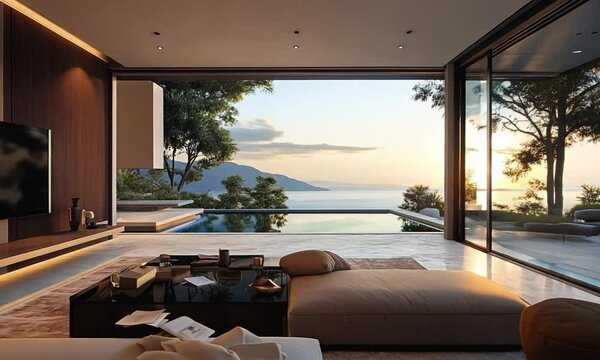 Modern Living Room With Stunning Ocean View