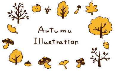 秋のボタニカルなゆるいイラスト