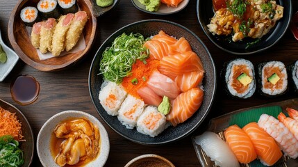 Japanese food such as sushi, ramen, and tempura