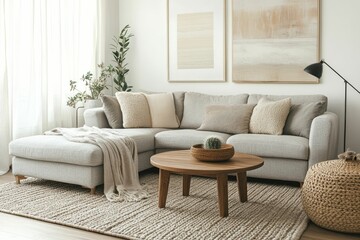 Fototapeta premium Cozy living room with modern furniture and decor.