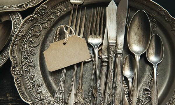 Antique Silverware and Tag