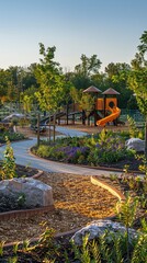 Obraz premium A park with a path and a playground