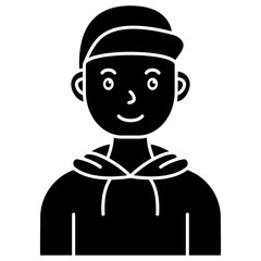 boy with cap glyph icon