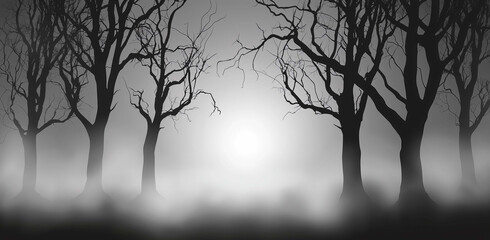 Fototapeta premium Dare to Enter the Dark Forest on Halloween Night, Where Mysterious Creatures Lurk