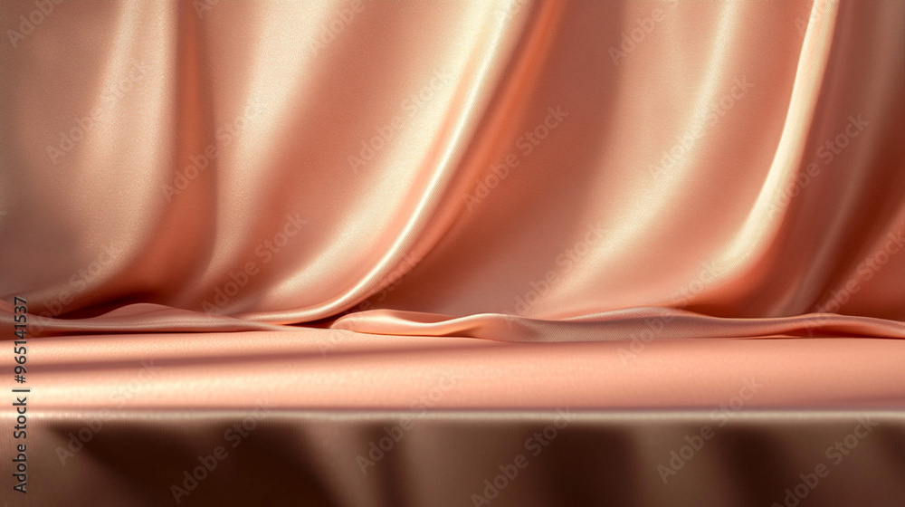 Poster empty podium on rose gold background. mock up product display stand with generative ai.