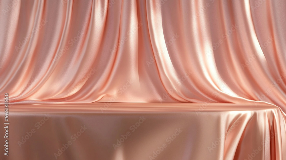 Wall mural empty table podium on rose gold background with generative ai.