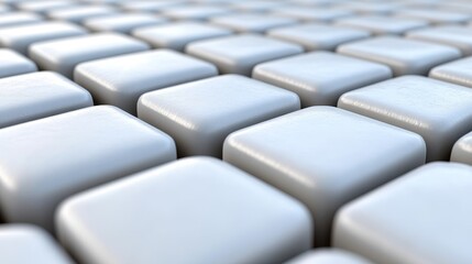 Obraz premium Close-up view of smooth, white squares arranged in a grid pattern, highlighting modern design and minimalist aesthetics.