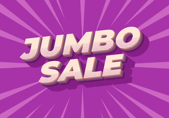 Jumbo sale. Text effect in modern colors with 3D style