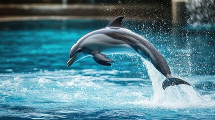 Fototapeta premium Playful dolphin jumping out of the water