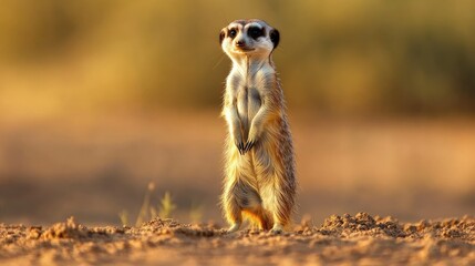 Fototapeta premium Playful meerkat standing on its hind legs