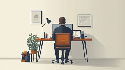 Focused Professional in Home Office 