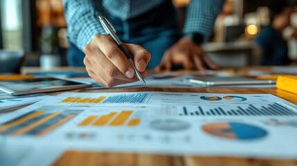 Fototapeta premium Close-up of a business plan with competitor analysis and market trends, strategic insights