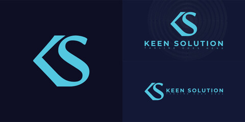 Modern vector logo initial letter KS or SK in blue color isolated on multiple background colors. The logo is suitable for marketing and sales company logo design inspiration templates.