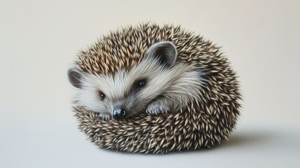 Fototapeta premium Small hedgehog curled up in a ball