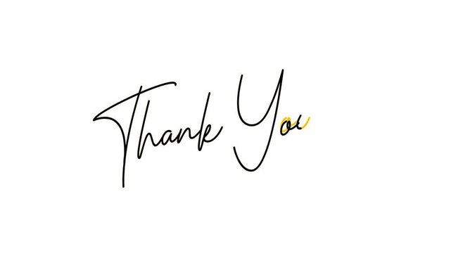 Thank You word lettering animated with stroke and splash in black color