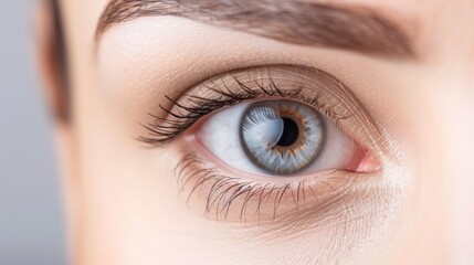 Fototapeta premium Close-Up Photograph of a Human Eye with Detailed Iris and Eyelashes, Perfect for Medical Studies and Vision Concepts